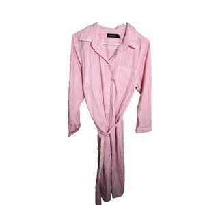 Lauren Ralph Lauren Dress Women's 14W Pink Striped Belted Preppy Shirt